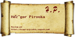Höger Piroska névjegykártya
